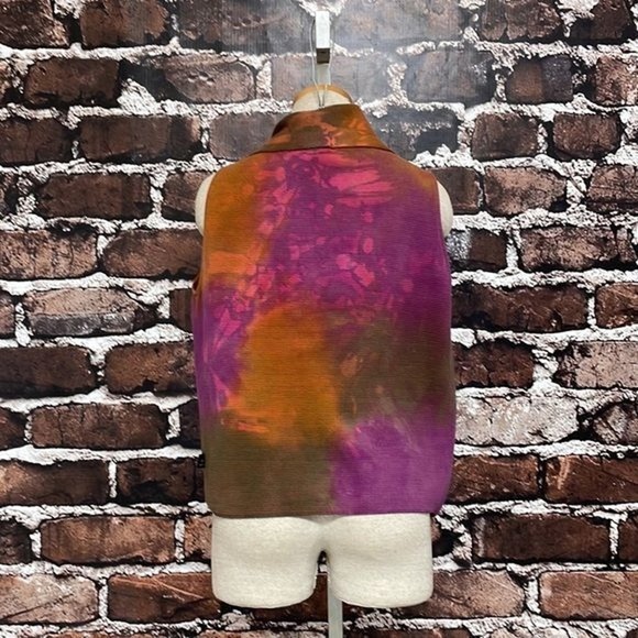 Tie Dyed Vest Waffle Knit Pink Purple Brown Draped Size Small Medium - Picture 3 of 12